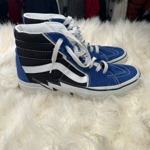 Vans Off The Wall Blue Lightning Bolt High-Top Black, and White Sneakers Unisex